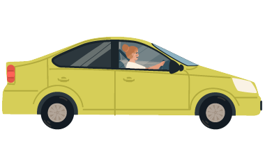 a yellow car driving with a person inside showcasing modern driving skills and techniques 10 driving tips